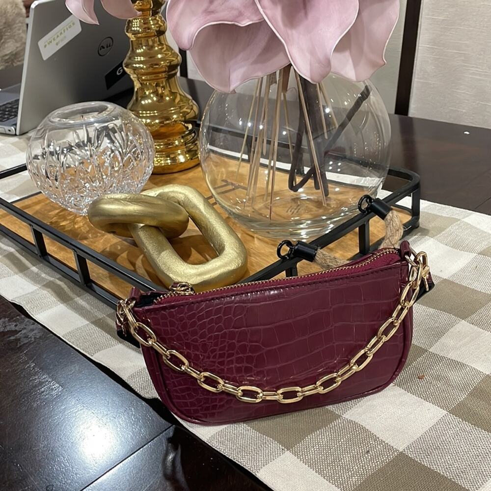 Expressions NYC Croc Print Mini Bag 3 in 1 Crossbody NWOT Purple - Picture 3 of 11